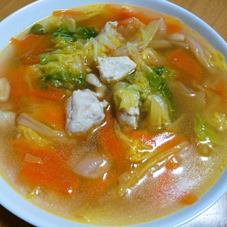 鳥胸と白菜 にんじんのスープ